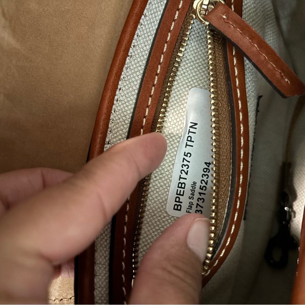 Dooney & Bourke Brown and Taupe Leather Crossbody with Gold-Tone Turnlock - Picture 5 of 6